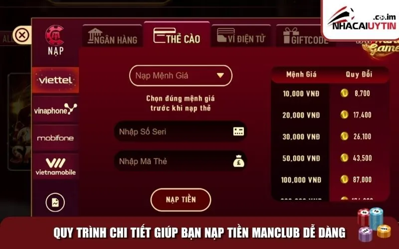 nap tien manclub 3 Quy trình chi tiết giúp bạn nạp tiền Manclub dễ dàng